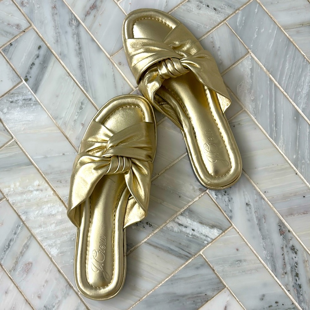 Jcrew metallic Gold Slides